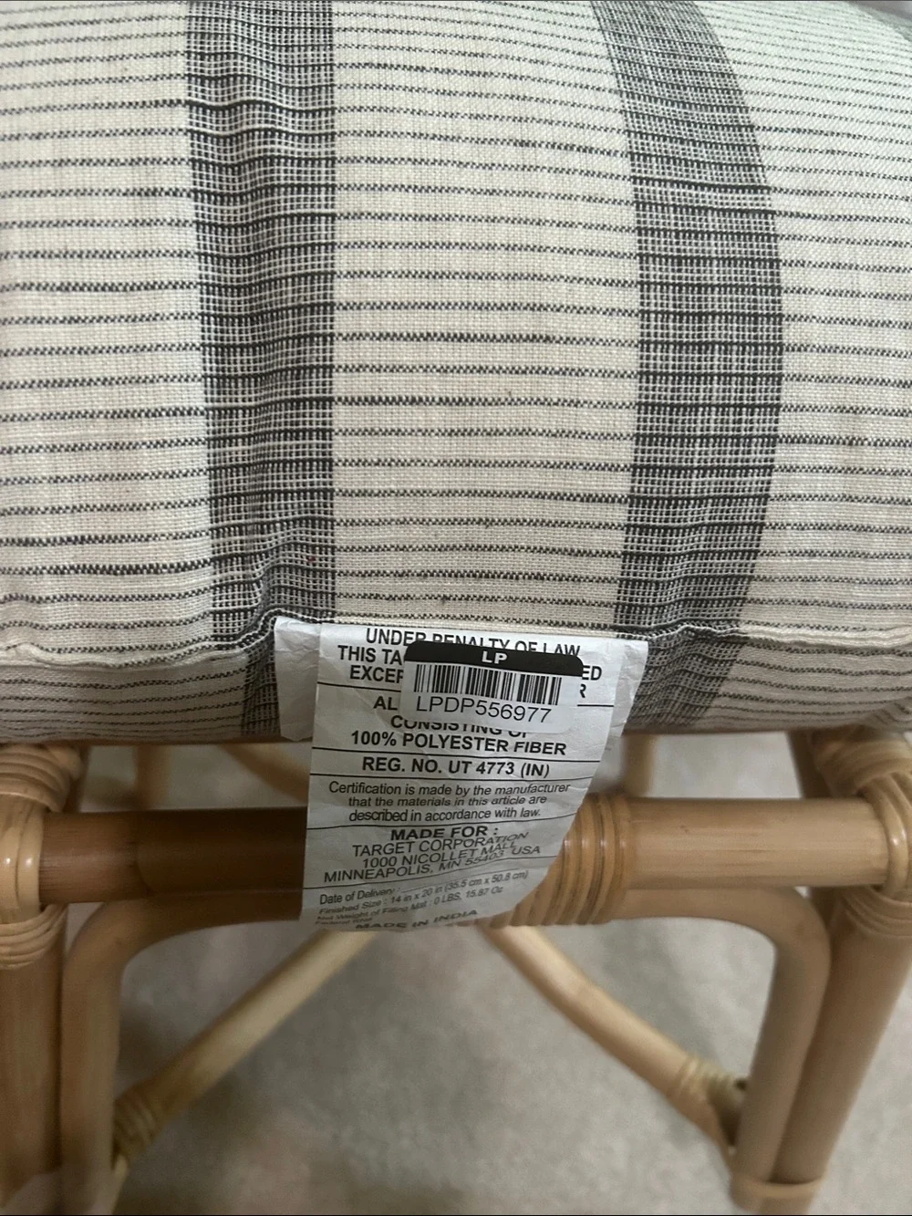 Hearth & Hand 14” x 20”  Railroad Gray /Cream Striped Accent Pillow